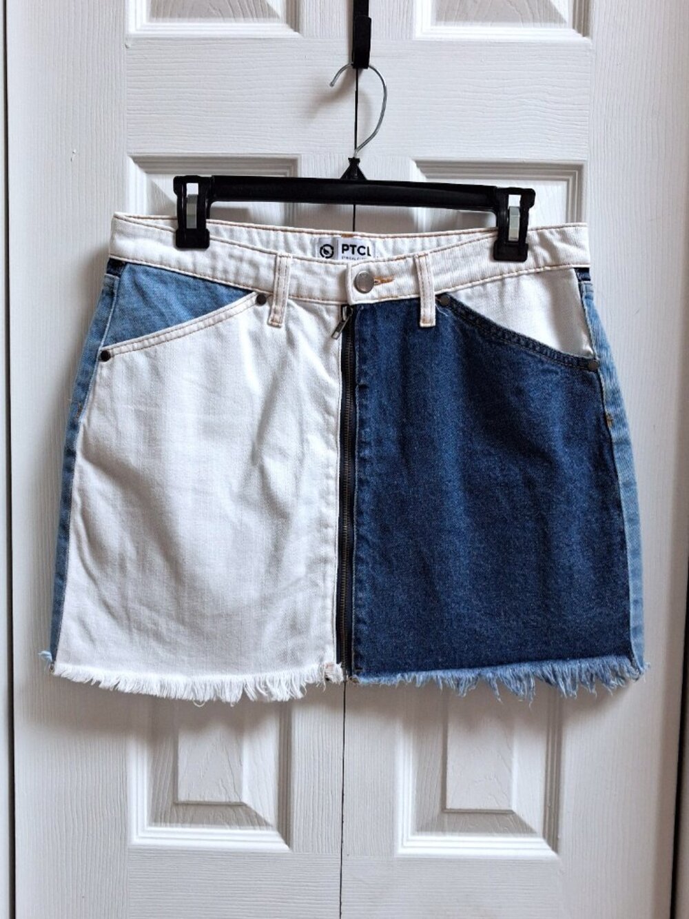 PTCL ETHICAL CLOTHING Patchwork/Colorblock Denim Mini Skirt sz M